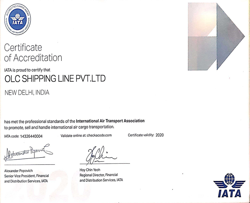 IATA Certificate of Accreditation for the year 2020