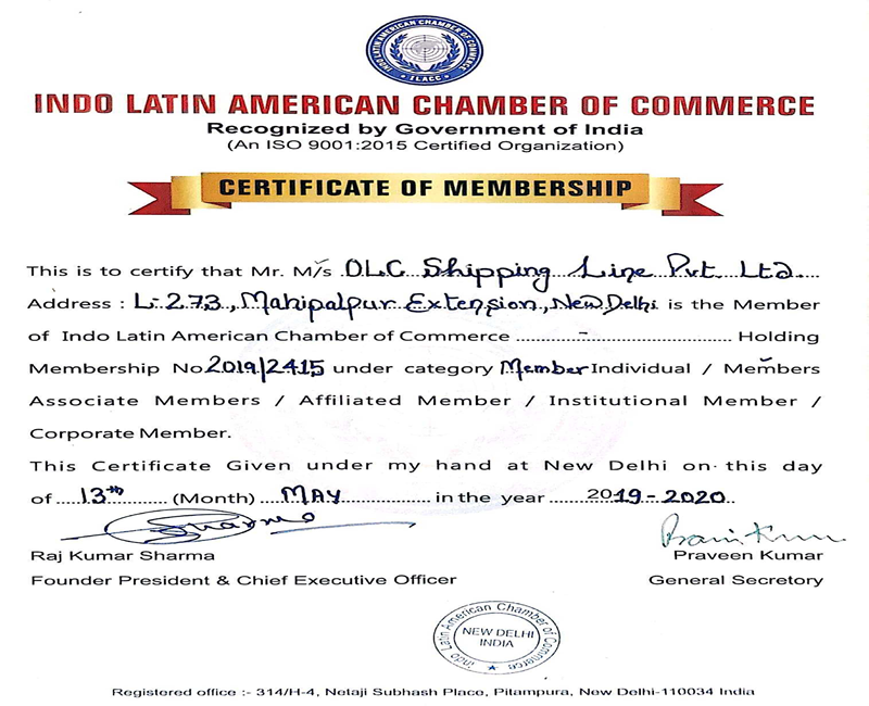 Certificate of Membership by Indo Latin American Chamber of Commerce